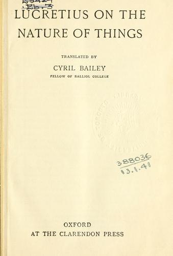 Cover of On the Nature of Things