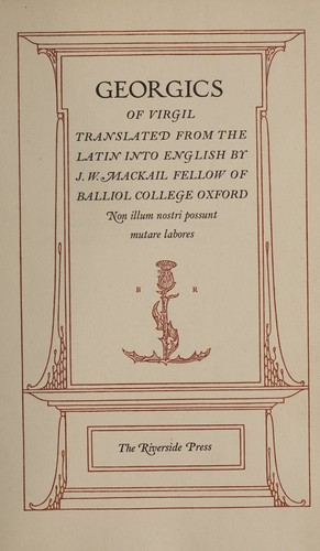 Cover of Georgics