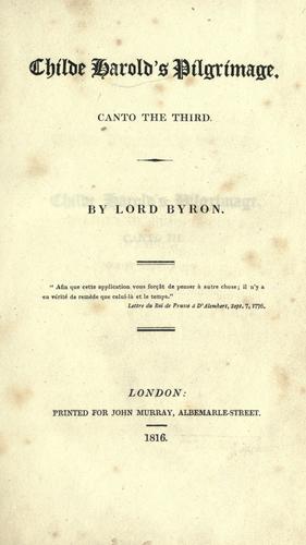 Cover of Childe Harold’s Pilgrimage