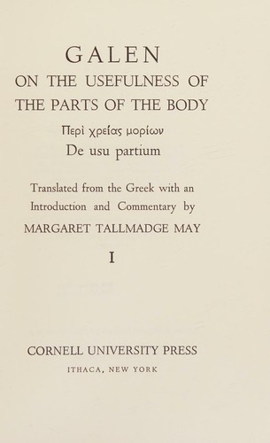 Cover of On the Usefulness of the Parts of the Body