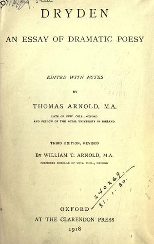 Cover of An Essay of Dramatic Poesy