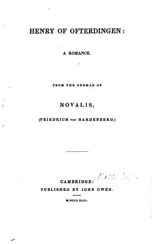 Cover of Henry of Ofterdingen