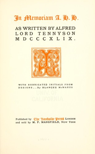 Cover of In Memoriam A.H.H.
